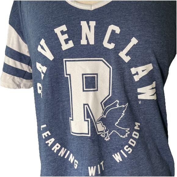 Women's Harry Potter Ravenclaw Hogwarts V-Neck T-Shirt Navy/ White XS - Picture 2 of 4